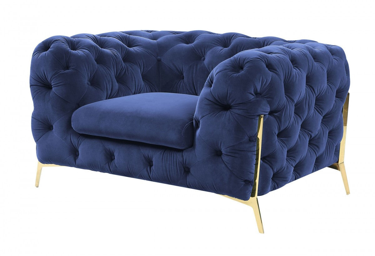 Divani Casa Sheila Transitional Dark Blue Fabric Chair