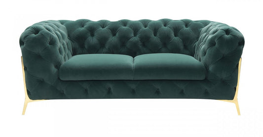 Divani Casa Sheila - Transitional Emerald Green Fabric Loveseat - Stylish Design Furniture