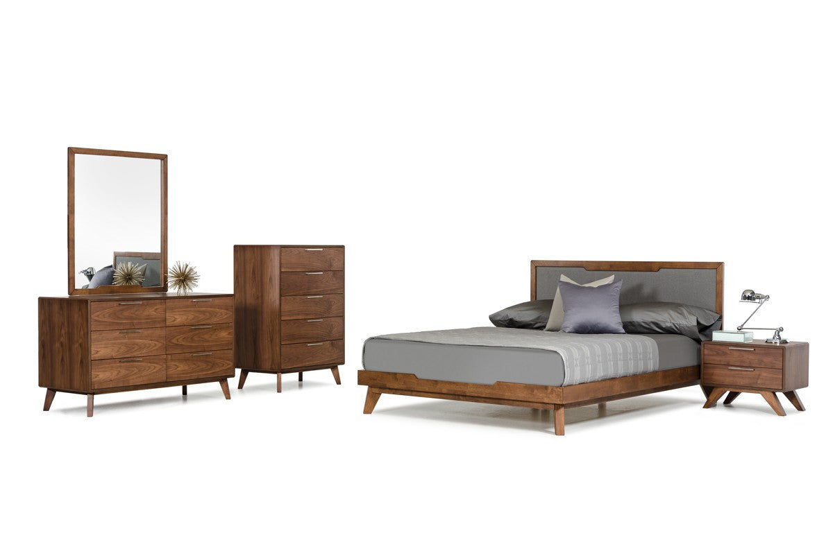 Nova Domus Soria Modern Grey & Walnut Bed β Contemporary Platform Bed Frame - Stylish Design Furniture