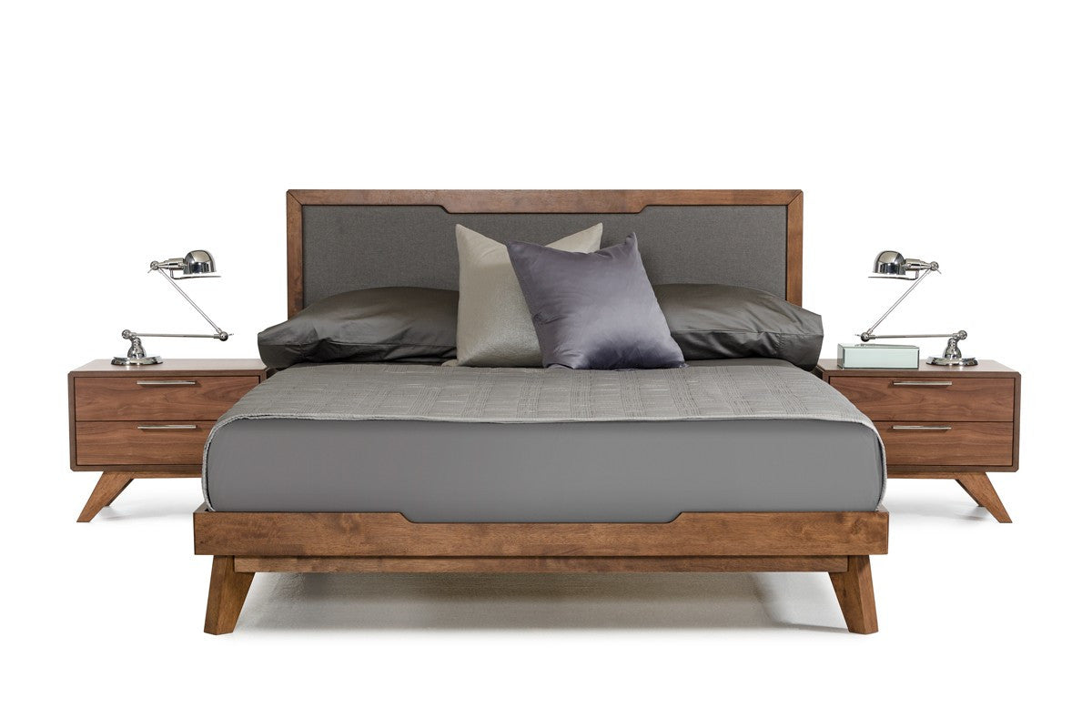 Nova Domus Soria Modern Grey & Walnut Bed β Contemporary Platform Bed Frame - Stylish Design Furniture
