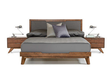 Nova Domus Soria Modern Grey & Walnut Bed β Contemporary Platform Bed Frame - Stylish Design Furniture