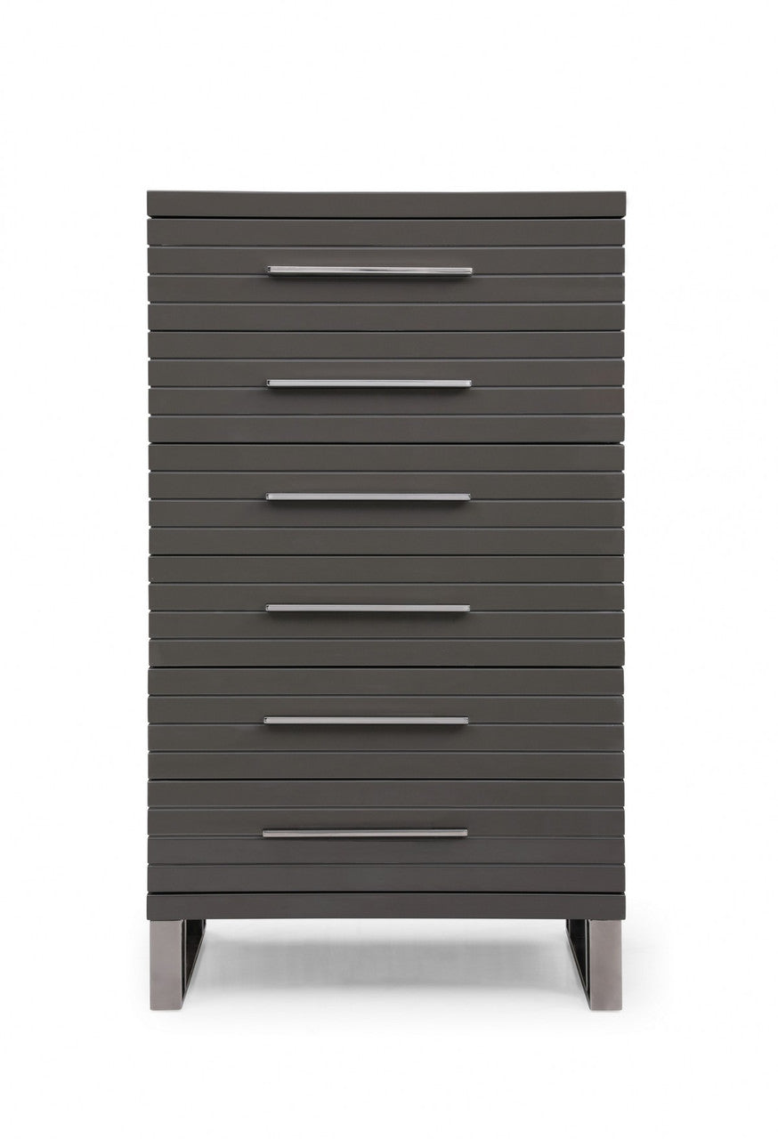 Modrest Splendor - Grey High Gloss Slatted Chest