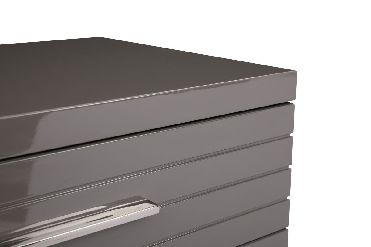 Modrest Splendor - Grey High Gloss Slatted Chest