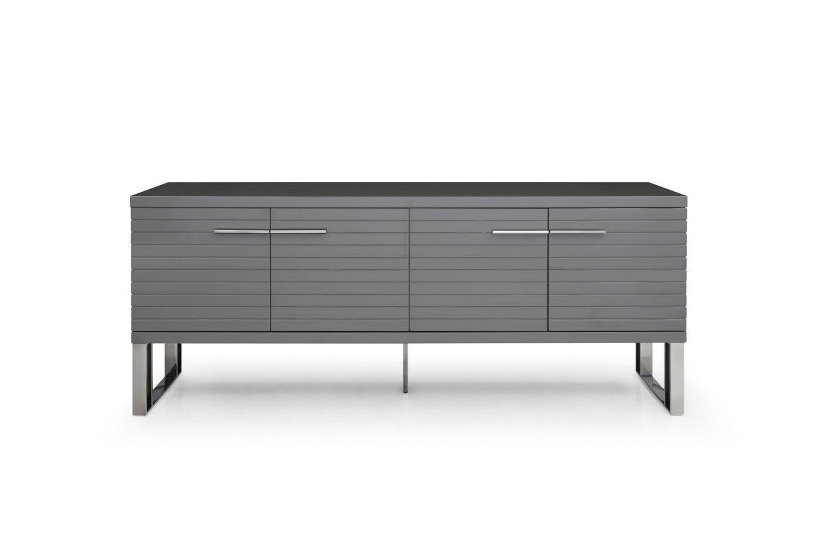 Modrest Splendor - Grey High Gloss Slatted Buffet