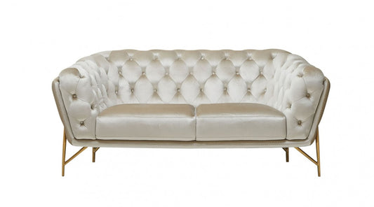 Divani Casa Stella - Transitional Beige Velvet Loveseat - Stylish Design Furniture