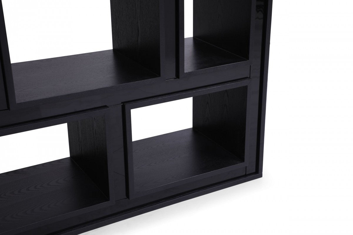 Modrest Suffolk Contemporary Black Ash Bookcase