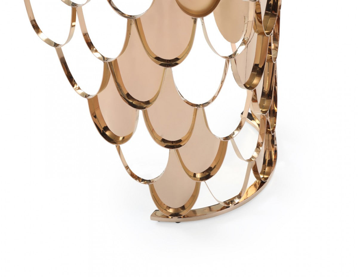 Modrest Javier Modern Glass & Rosegold Dining Table - Stylish Design Furniture