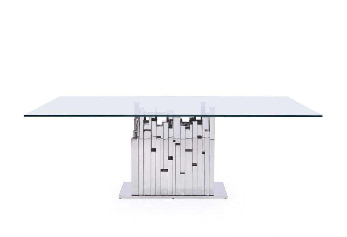 Modrest Edwin Modern Glass & Stainless Steel Dining Table
