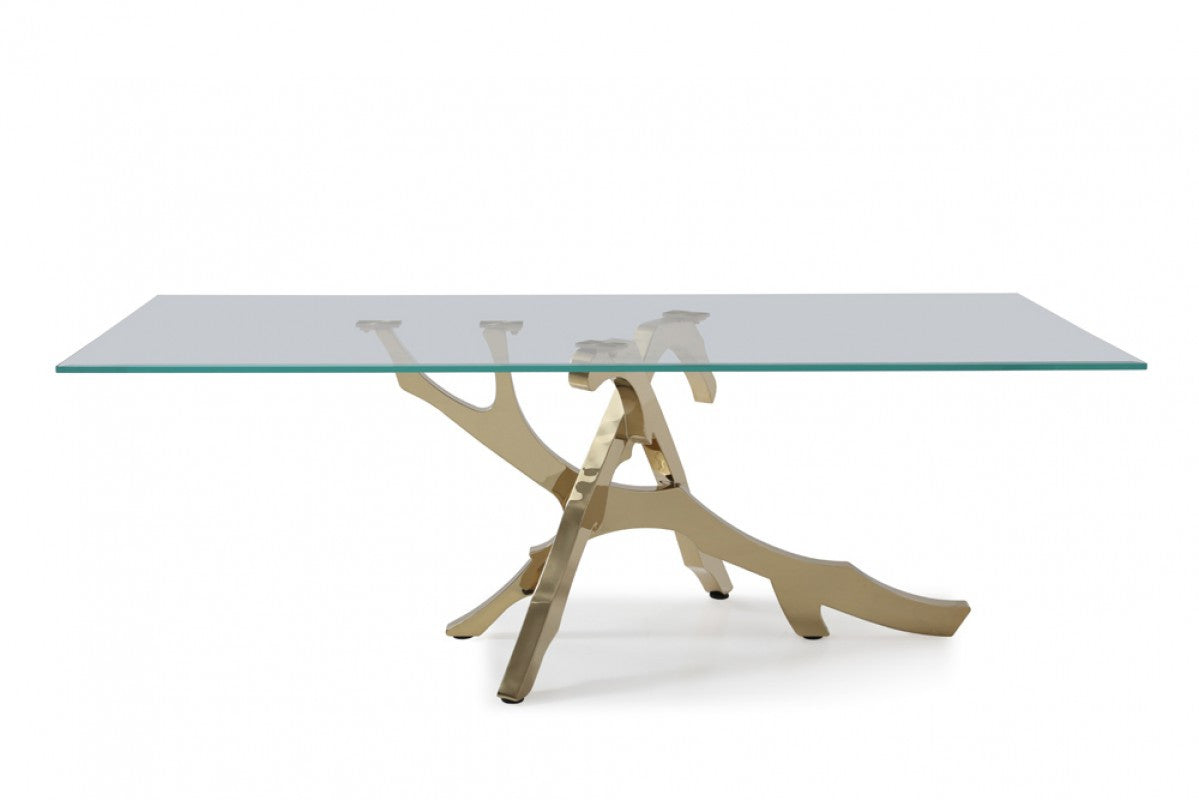 Modrest Legend Modern Glass & Gold Dining Table