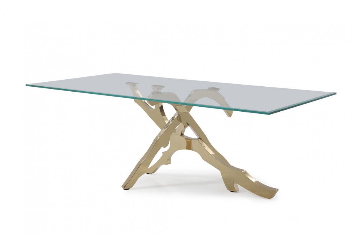 Modrest Legend Modern Glass & Gold Dining Table