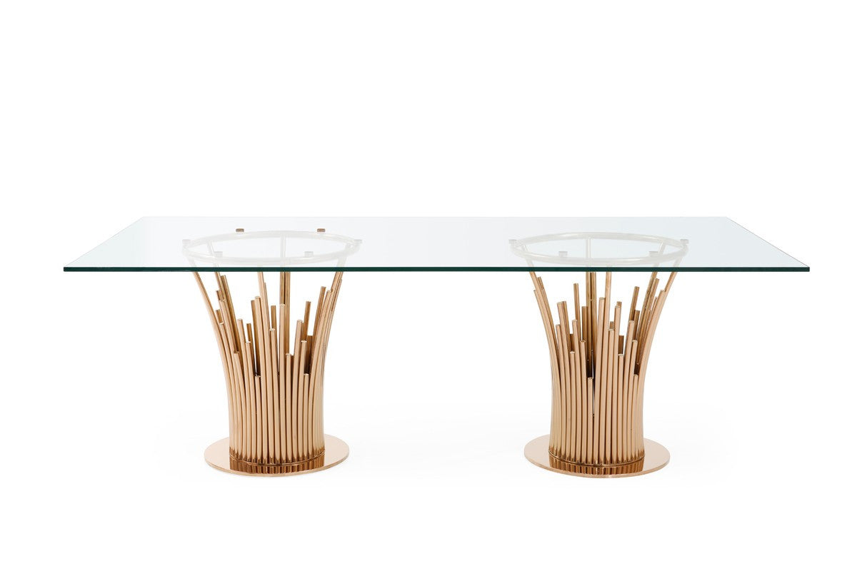 Modrest Paxton Modern Glass & Rosegold Dining Table