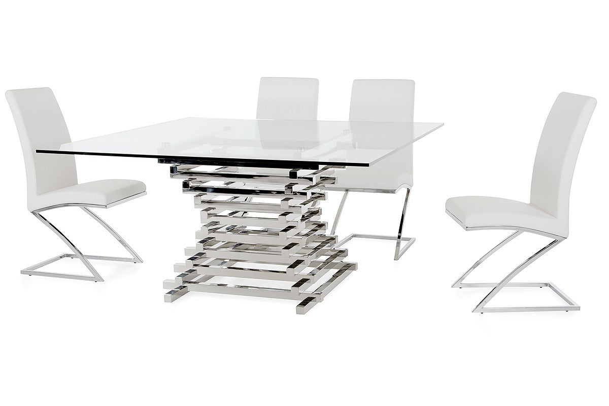 Modrest Crawford Contemporary Clear Glass Square Dining Table β Modern Stylish Dining Centerpiece - Stylish Design Furniture