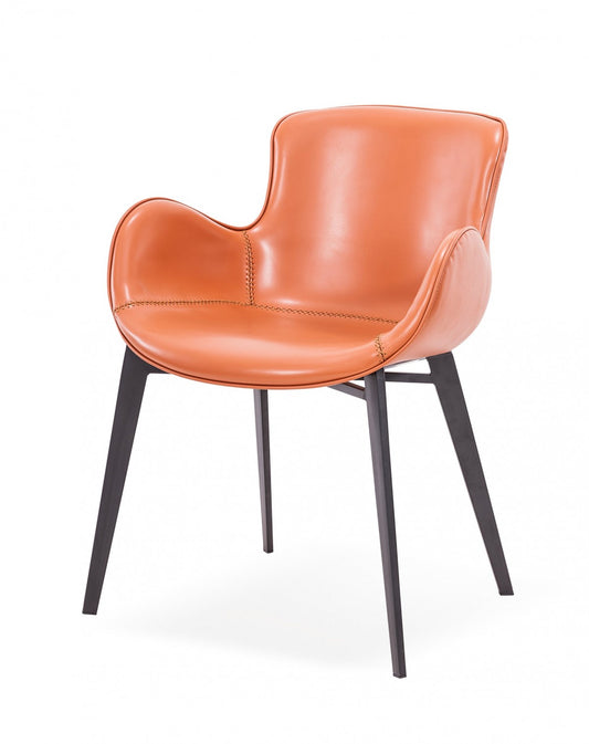 Modrest Tayla - Modern Cognac Eco-Leather Dining Chair - Stylish Design Furniture
