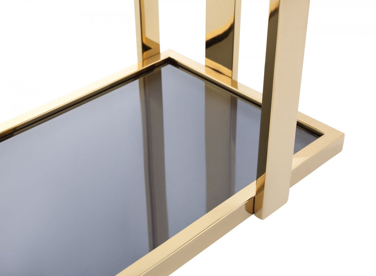 Modrest Tipton Modern Grey Glass & Gold Bookshelf