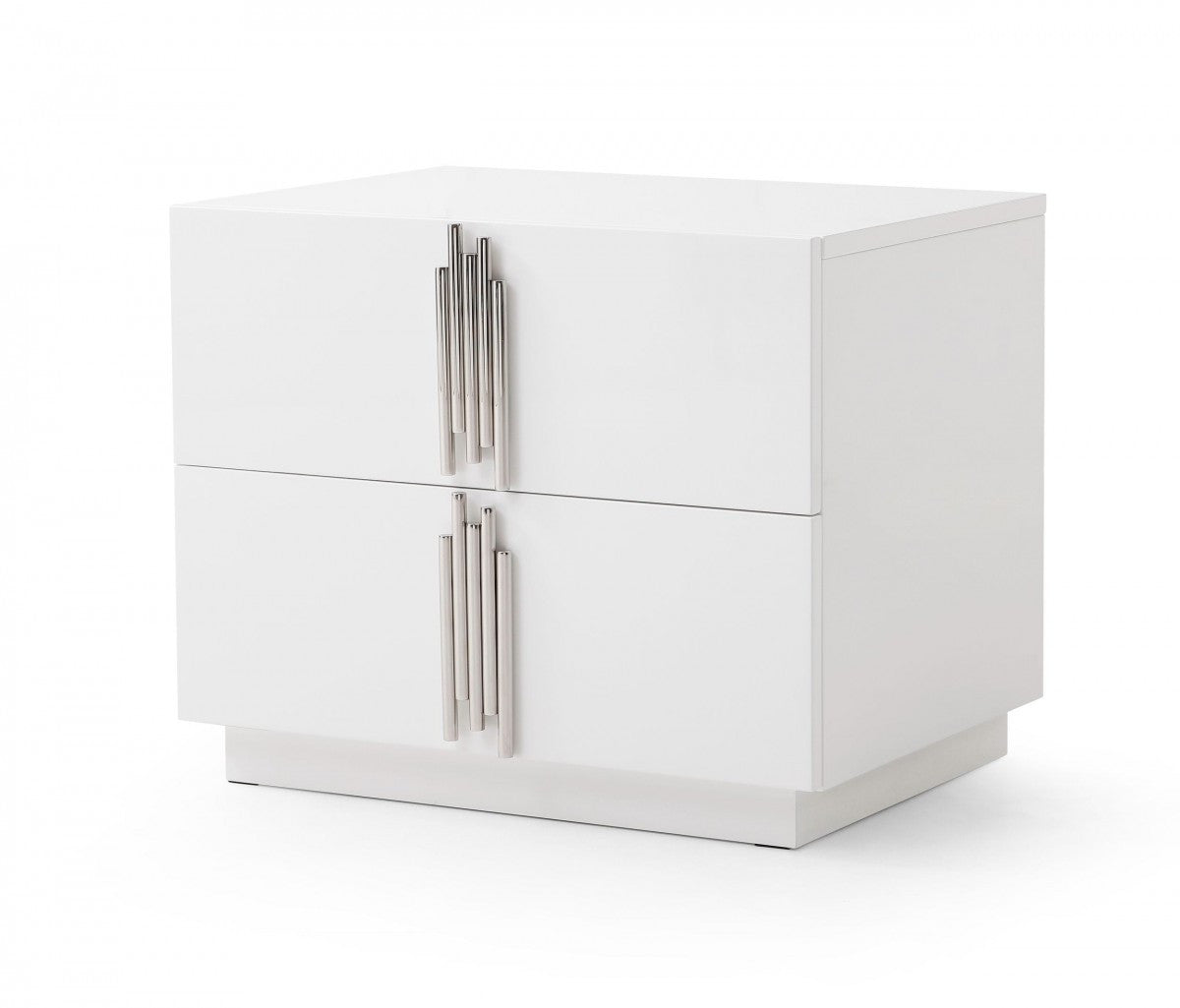 Modrest Token Modern White & Stainless Steel Nightstand