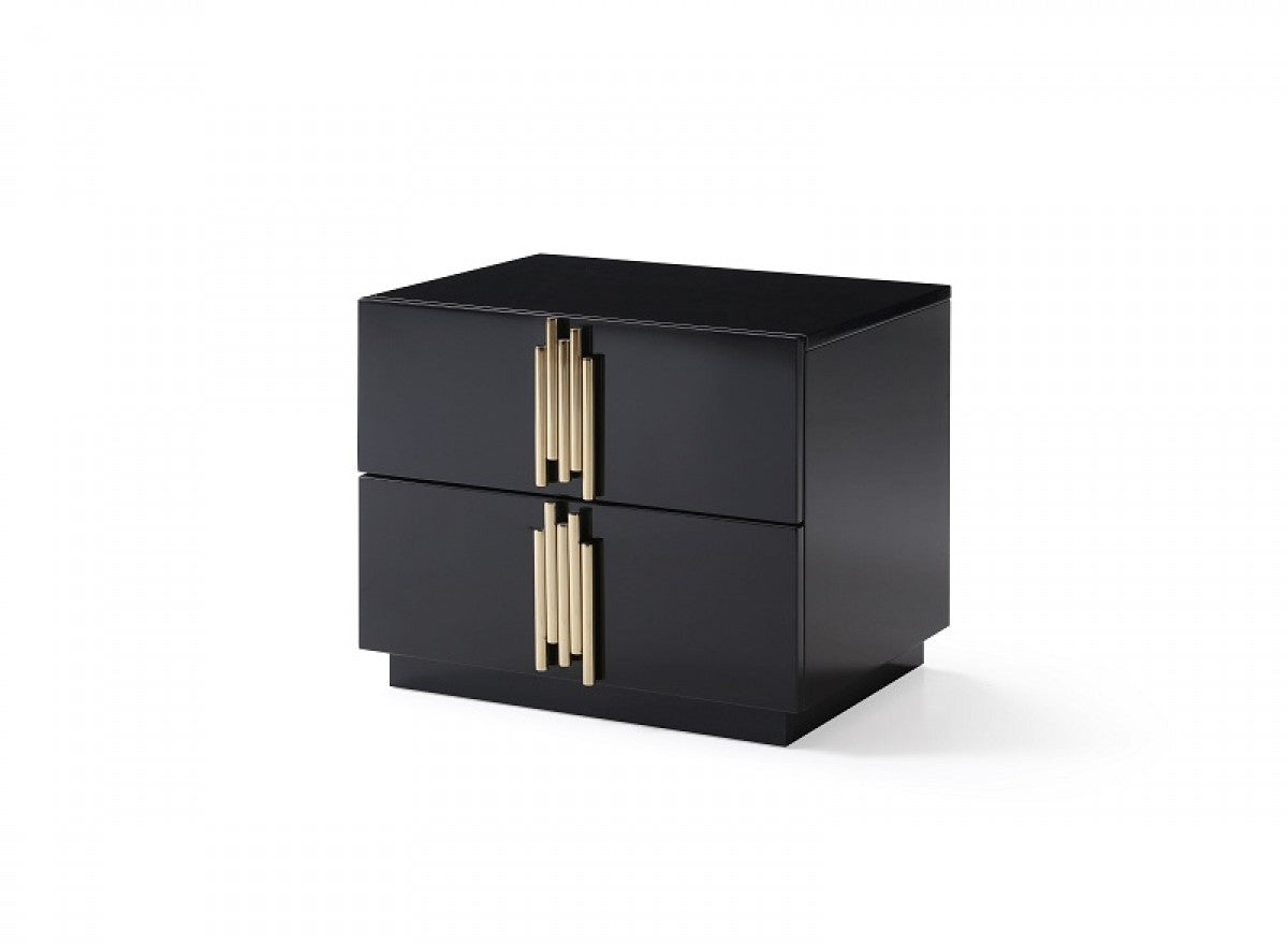 Modrest Token Modern Black Gold Bed & Nightstands