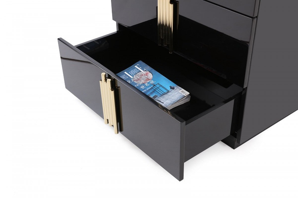 Modrest Token Modern Black Gold Bed & Nightstands