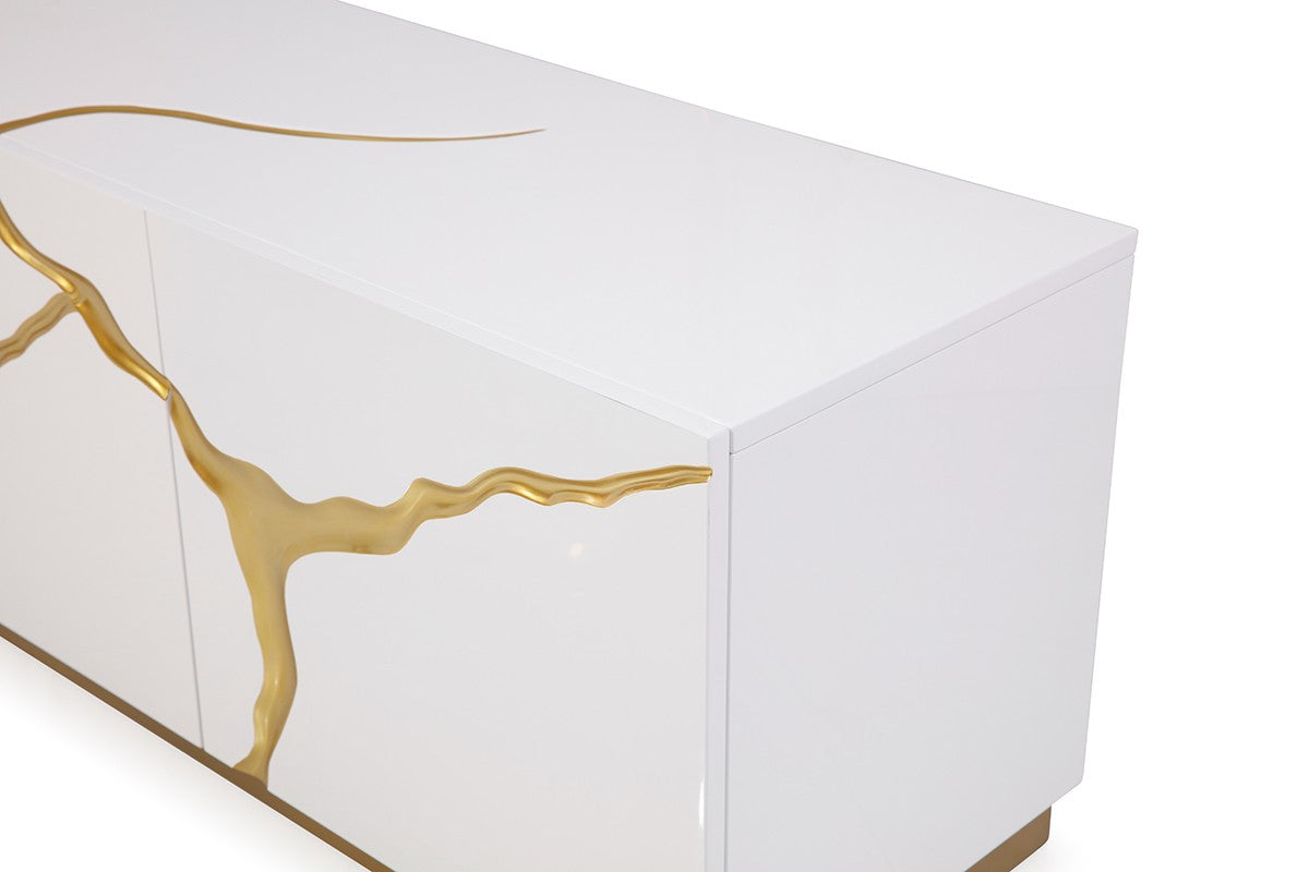 Modrest Aspen Modern White & Gold TV Stand