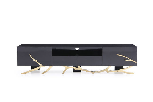 Modrest Legend Modern Black & Champagne Gold TV Stand - Stylish Design Furniture