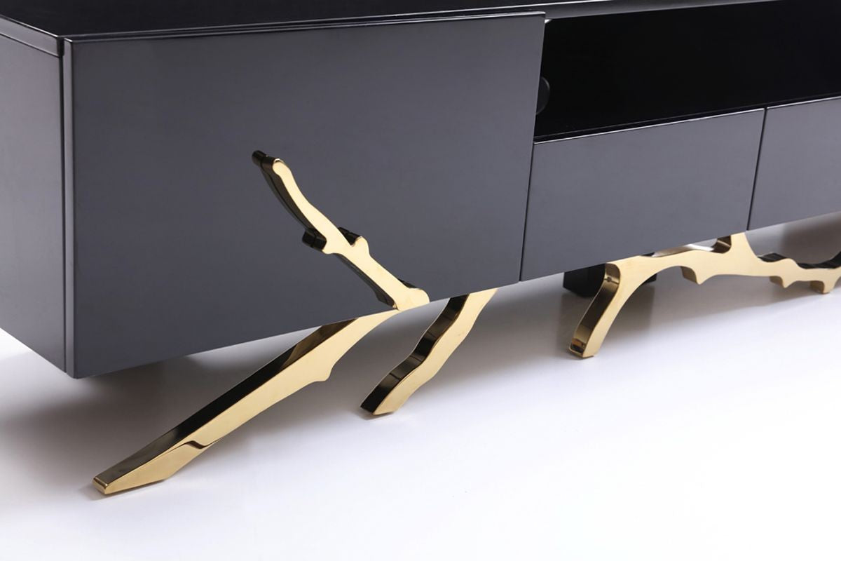 Modrest Legend Modern Black & Champagne Gold TV Stand