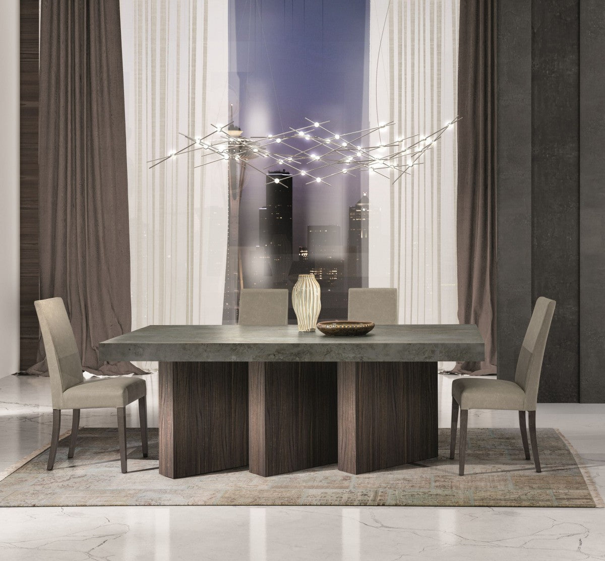 Nova Domus Amsterdam - Modern Grey Volcano & Eucalyptus Oak Dining Table - Stylish Design Furniture