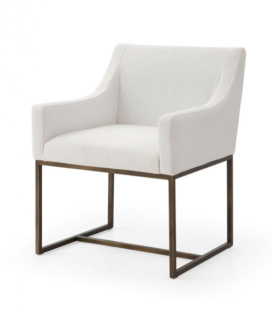 Modrest Elijah Modern Off White & Copper Antique Brass Dining Chair - Stylish Design Furniture