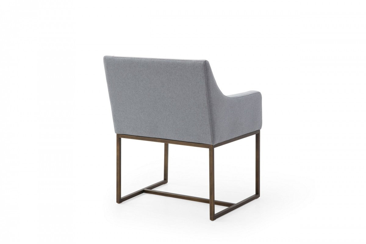 Modrest Elijah Modern Grey & Copper Antique Brass Dining Chair