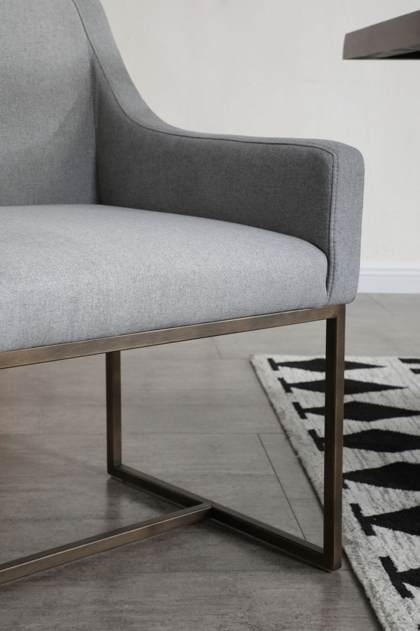 Modrest Elijah Modern Grey & Copper Antique Brass Dining Chair