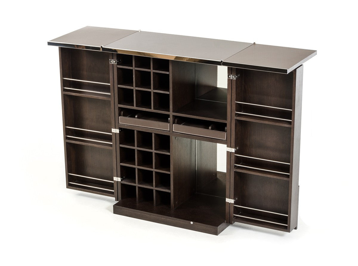Modrest Fountain Modern Brown Oak Wine Cabinet