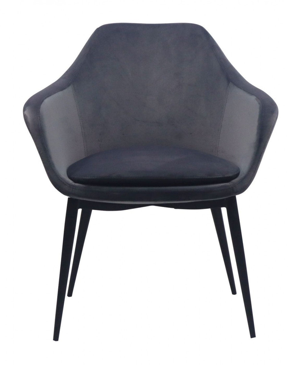 Modrest Wilson Modern Grey Velvet & Black Dining Chair - Stylish Design Furniture