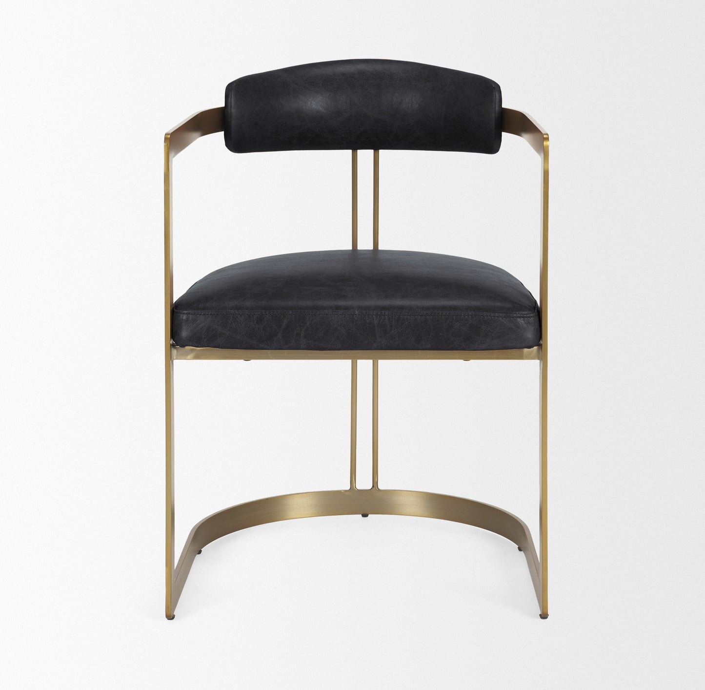Modern Leather Dining Chair – Hollyfield Brown Seat & Gold Metal Frame