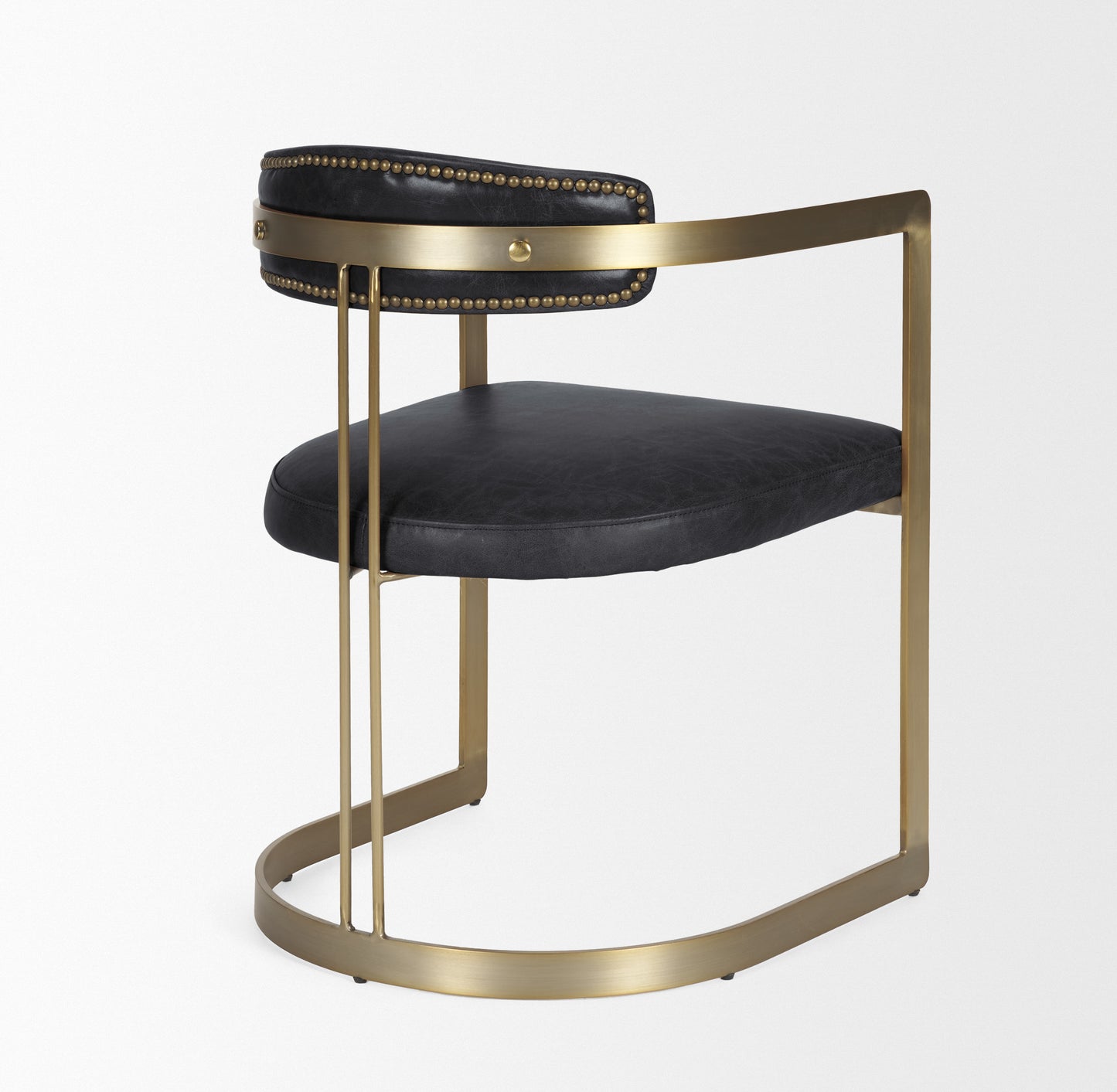 Modern Leather Dining Chair – Hollyfield Brown Seat & Gold Metal Frame