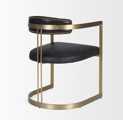 Modern Leather Dining Chair – Hollyfield Brown Seat & Gold Metal Frame