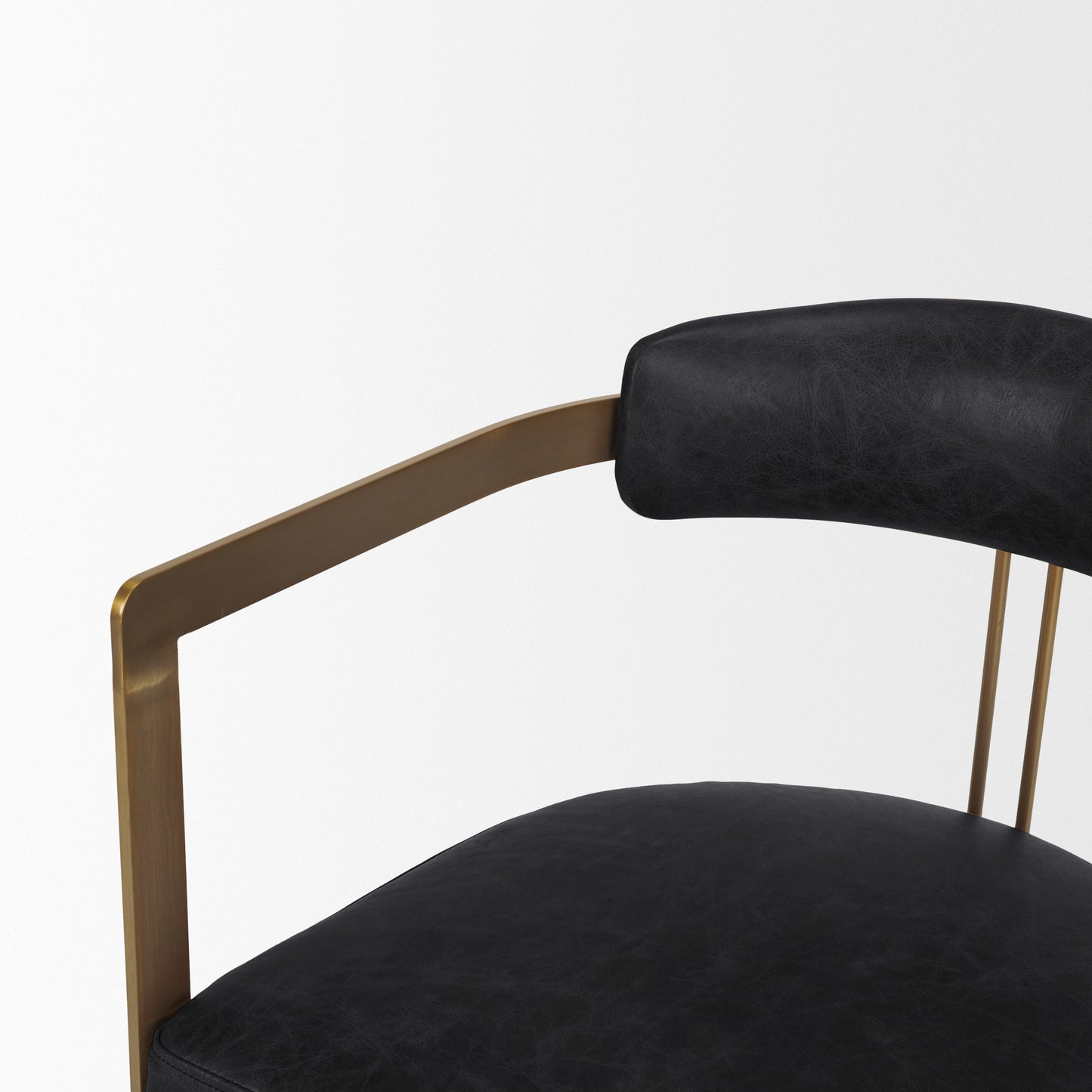 Modern Leather Dining Chair – Hollyfield Brown Seat & Gold Metal Frame