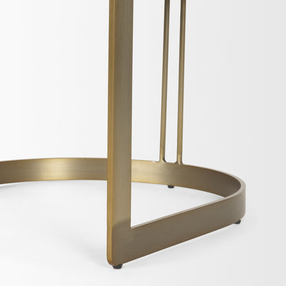 Modern Leather Dining Chair – Hollyfield Brown Seat & Gold Metal Frame