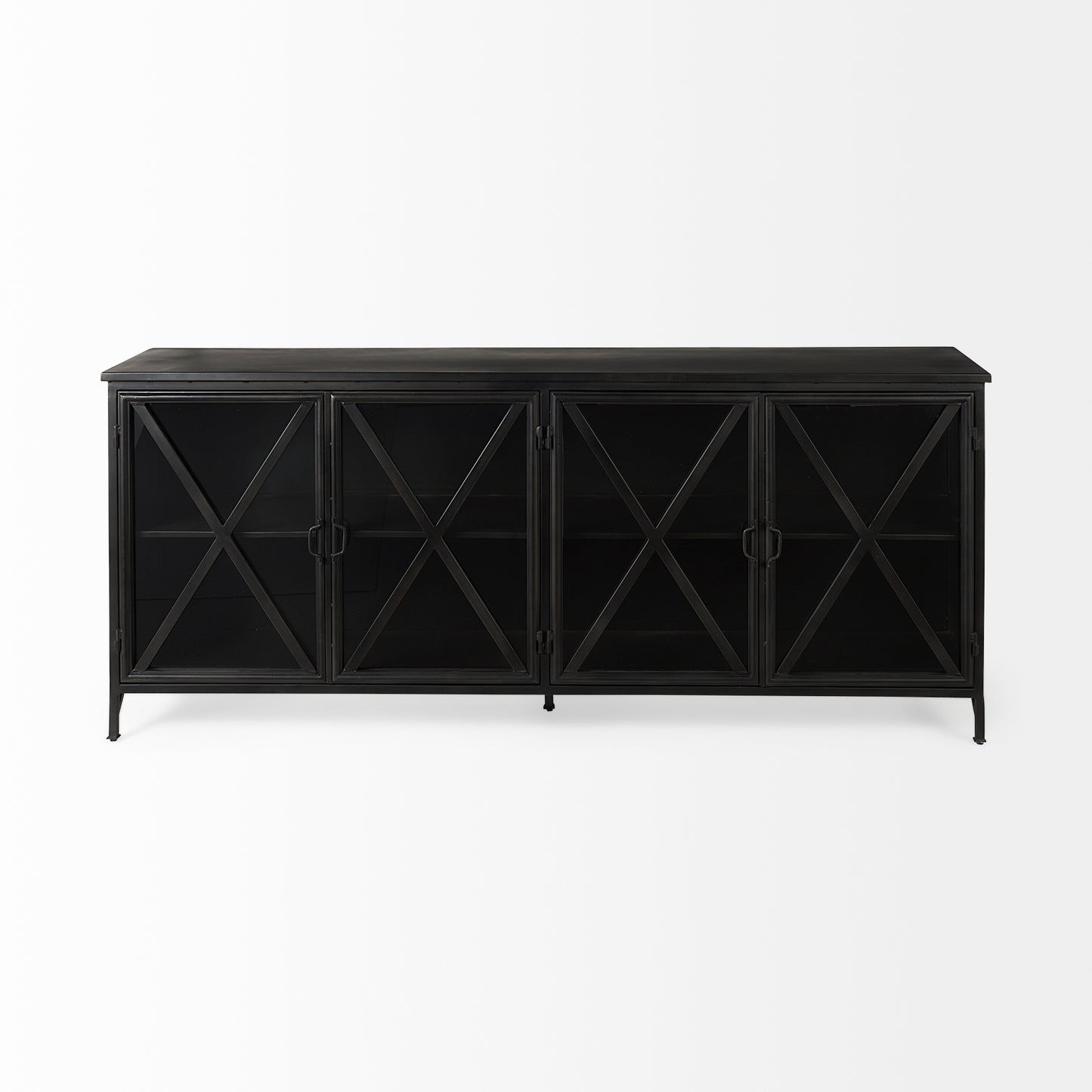 Poppy I Black Metal With Glass Door Sideboard