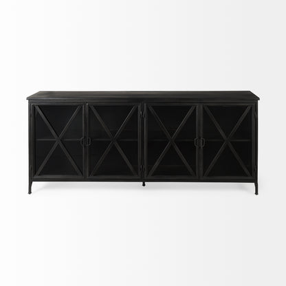 Poppy I Black Metal With Glass Door Sideboard