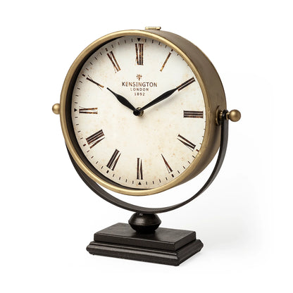 Houston Gold Metal Half Moon Base Table Clock – Elegant Timepiece with Sleek Design for Modern Décor