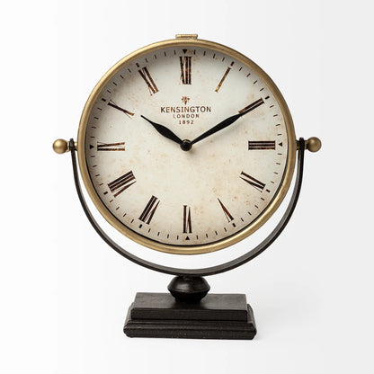 Houston Gold Metal Half Moon Base Table Clock – Elegant Timepiece with Sleek Design for Modern Décor
