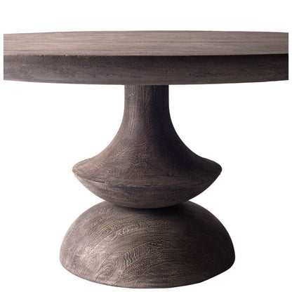 Crossman 60" Round Dark Brown/Gray Solid Wood Dining Table with Matching Base