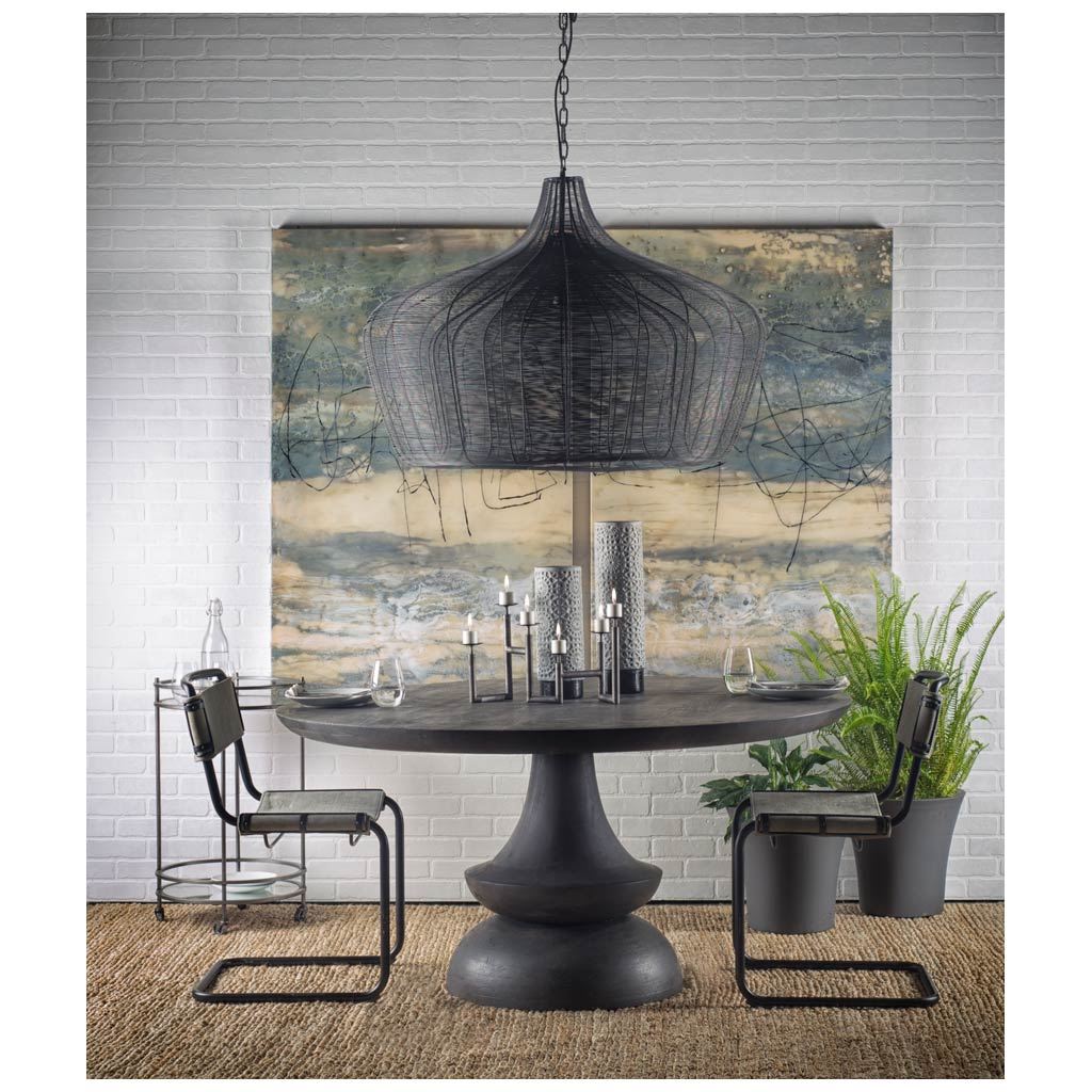 Crossman 60" Round Dark Brown/Gray Solid Wood Dining Table with Matching Base