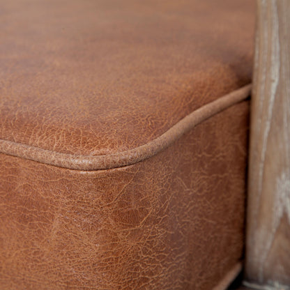 Harman Cream Fabric Accent Chair with Brown Leather Seat – Contemporary Seating