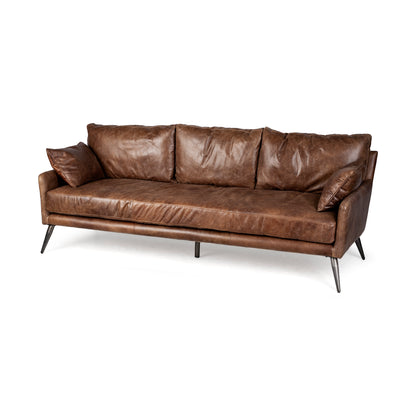 Cochrane Brown Leather Three Seater Sofa
