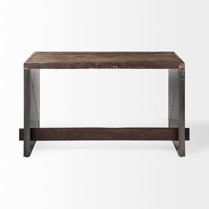 Orwell Brown Wood Top Metal Cladded Frame Office Desk