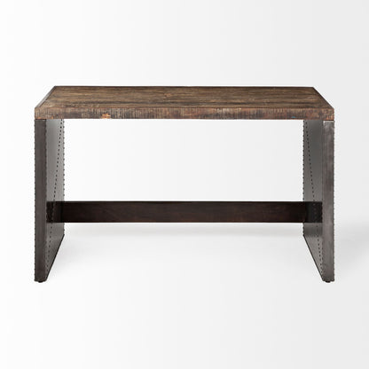 Orwell Brown Wood Top Metal Cladded Frame Office Desk