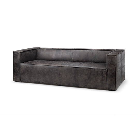 Stinson II 91" Black Leather Three-Seater Sofa - Modern and Comfortable Living Room Seating