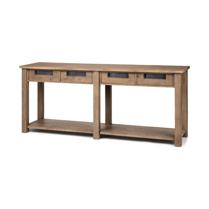 Harrelson III Brown Wood 4 Drawer Console Table