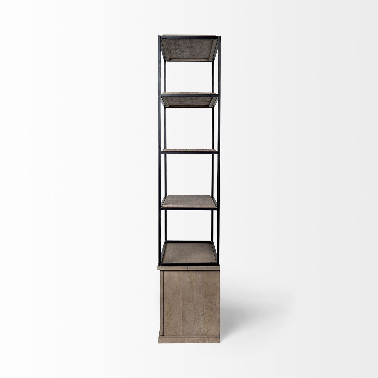 Braxton II Light Brown Wood & Iron 3-Shelf Shelving Unit – Industrial Style