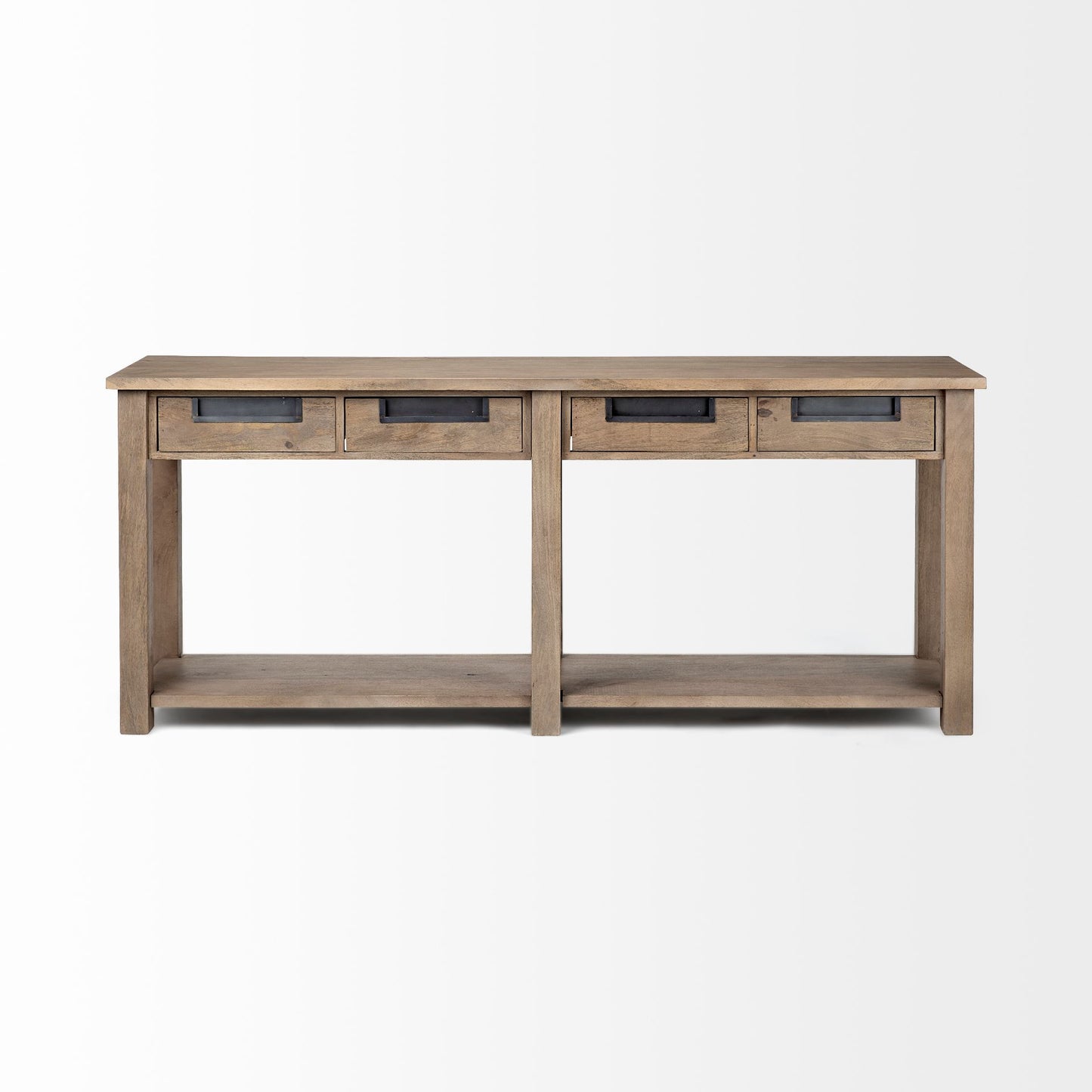 Harrelson III Brown Wood 4 Drawer Console Table