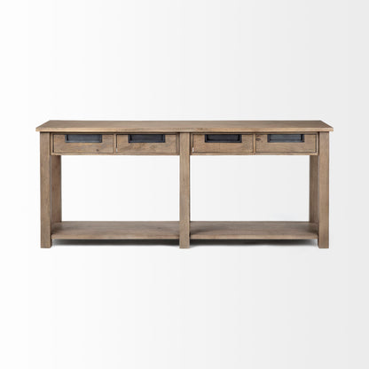 Harrelson III Brown Wood 4 Drawer Console Table